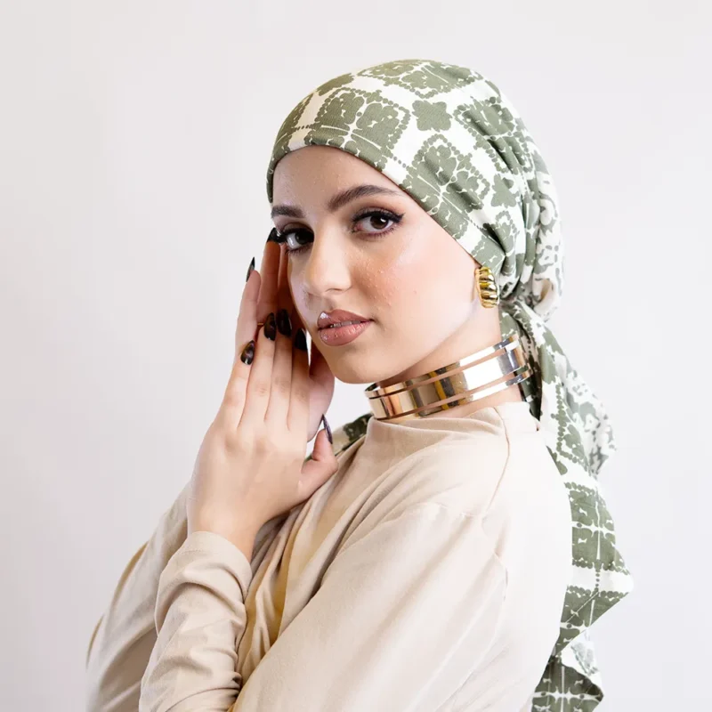 Spanish Turban Printed Linen - Grullo X Flash White