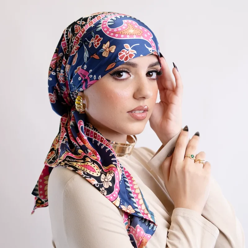 Spanish Turban Printed Stan -Cadet X chinses blue