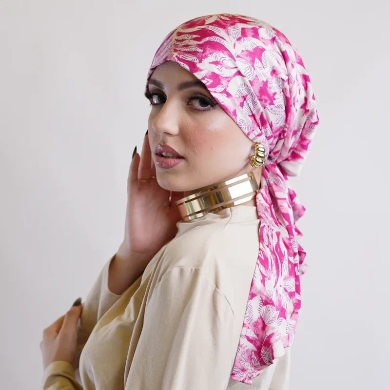 Spanish Turban Printed Stan - Pinkx X bright grey