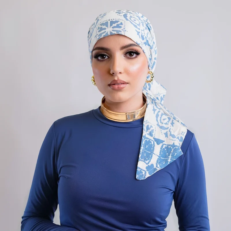 Spanish Turban Printed Linen - Dark Pastel X Platinum