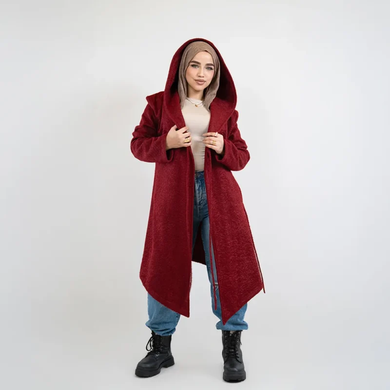 Mohair Knot Coat - Maroon