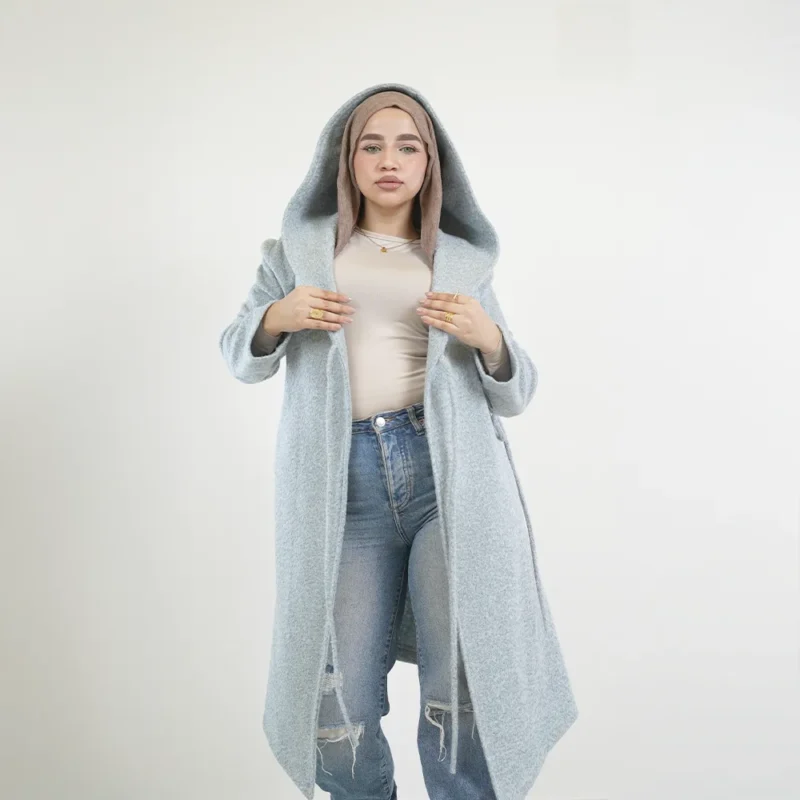Mohair Knot Coat - Ash blue