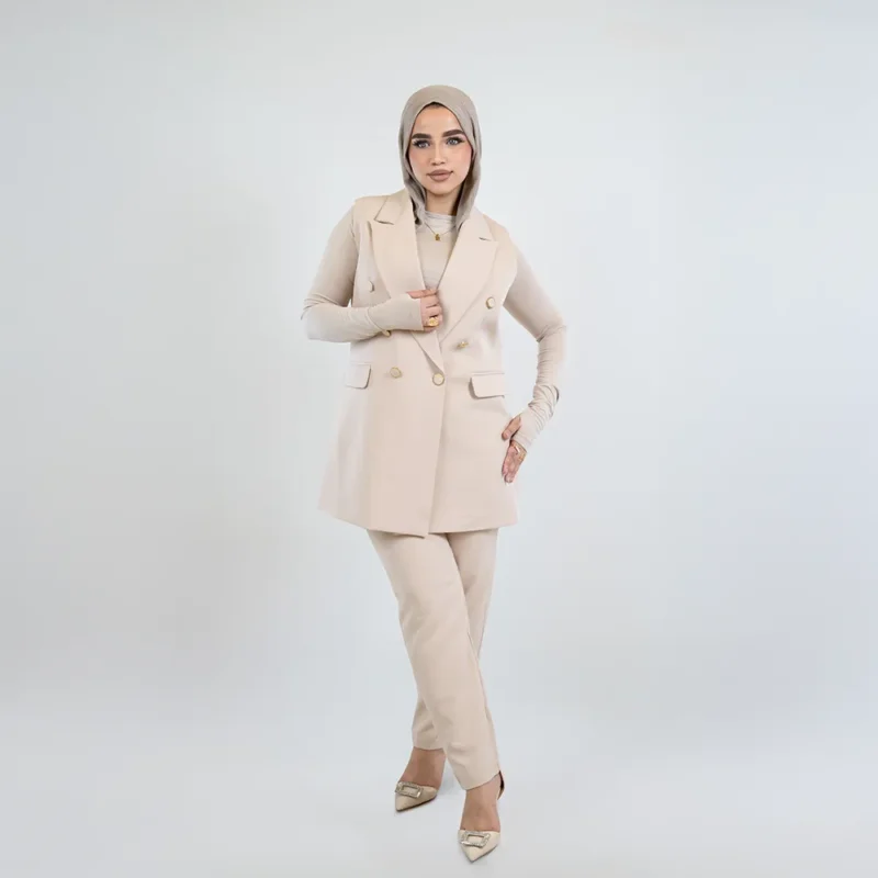 Formal Suit - Sleeveless Beige
