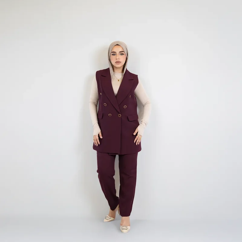 Formal Suit - Sleeveless Burgundy