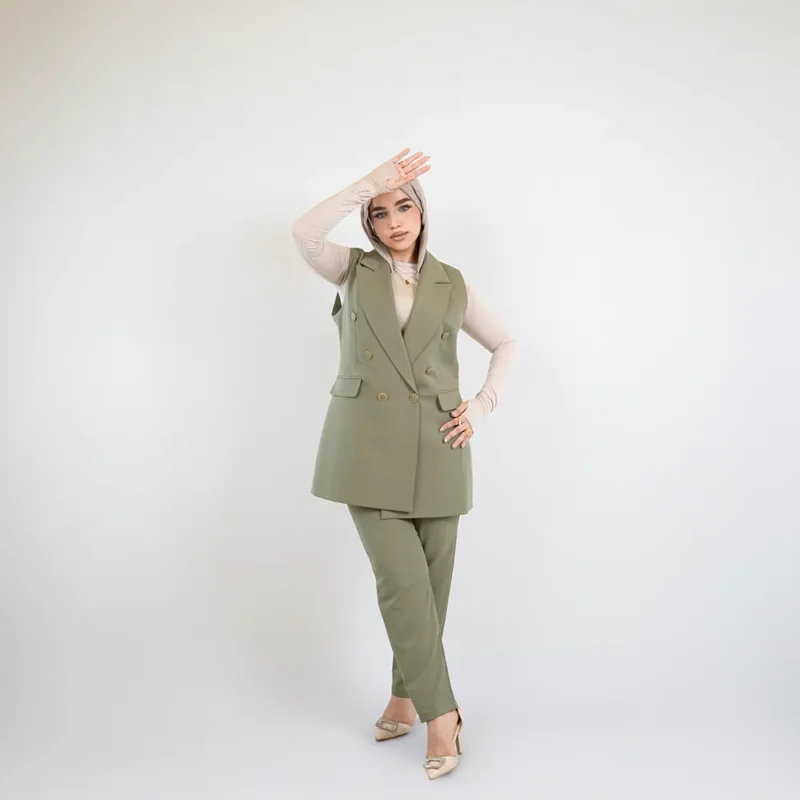 Formal Suit - Sleeveless Olive